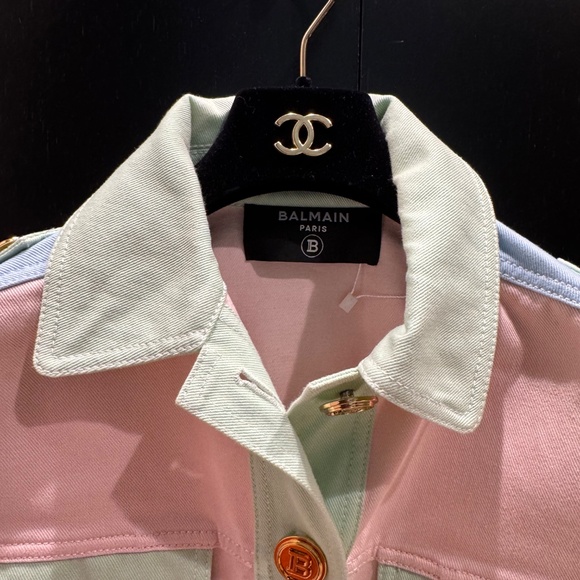 Balmain Pastel Cropped Denim Jacket - Picture 2 of 8